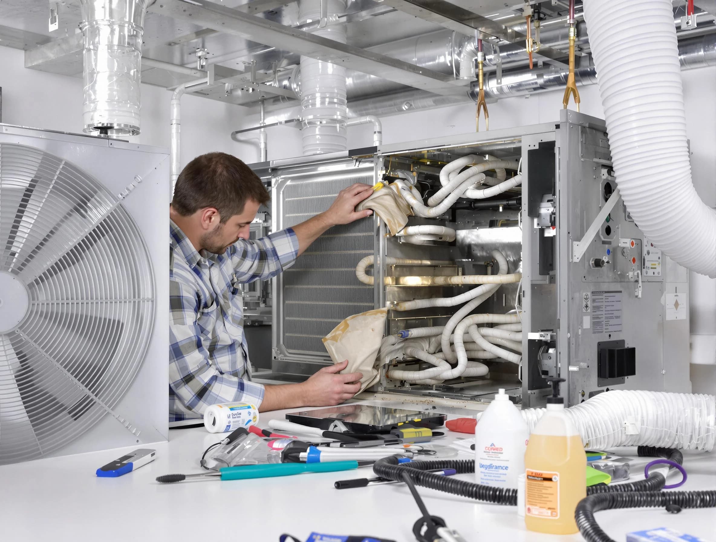 Middleborough Air Duct Cleaning specialist performing precision AC coil cleaning in Middleborough