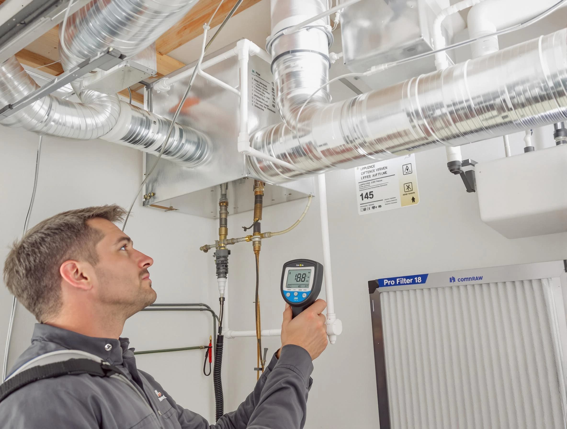 Middleborough Air Duct Cleaning expert conducting detailed filter system inspection using diagnostic tools in Middleborough
