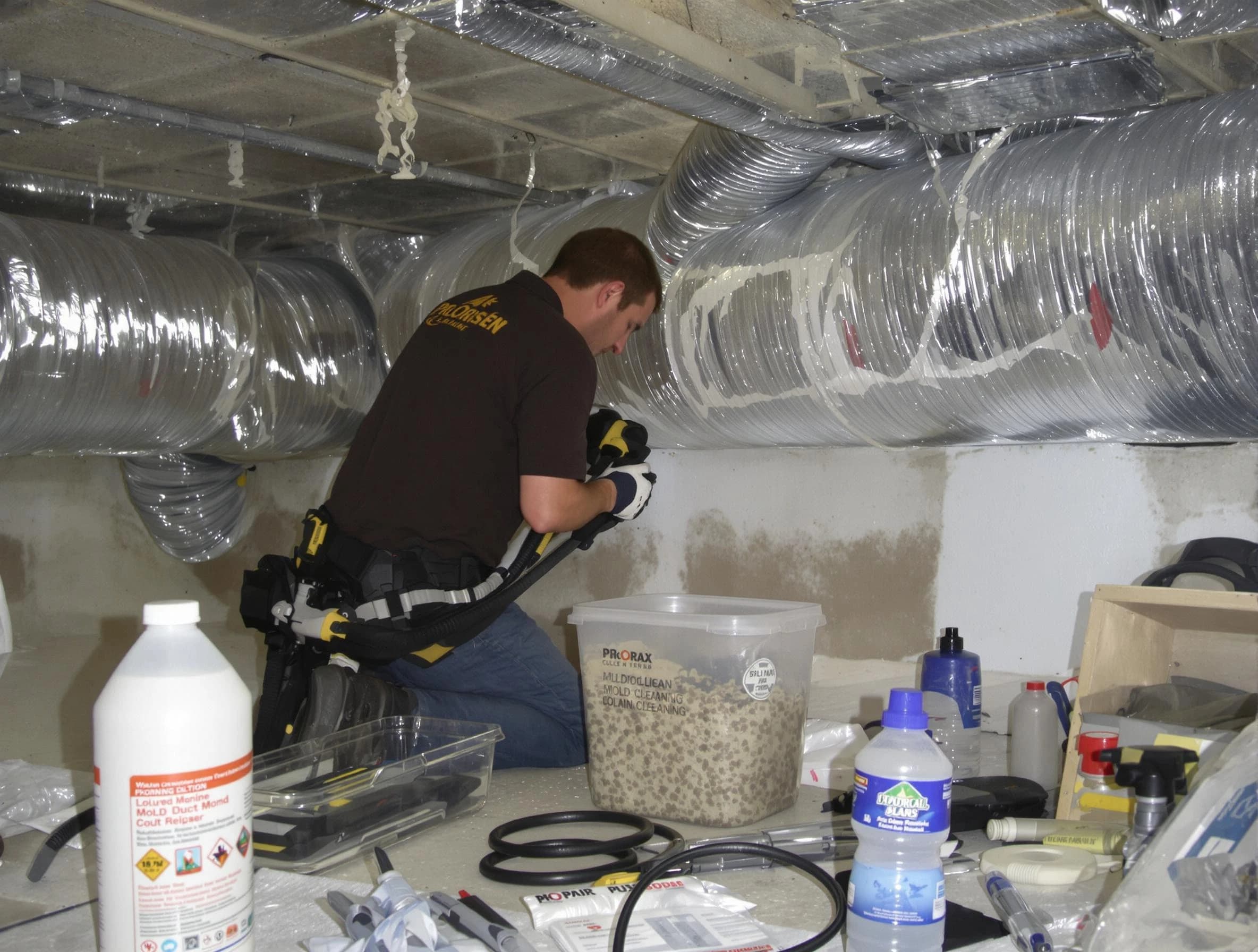 Middleborough Air Duct Cleaning specialist performing professional mold removal from air ducts in Middleborough
