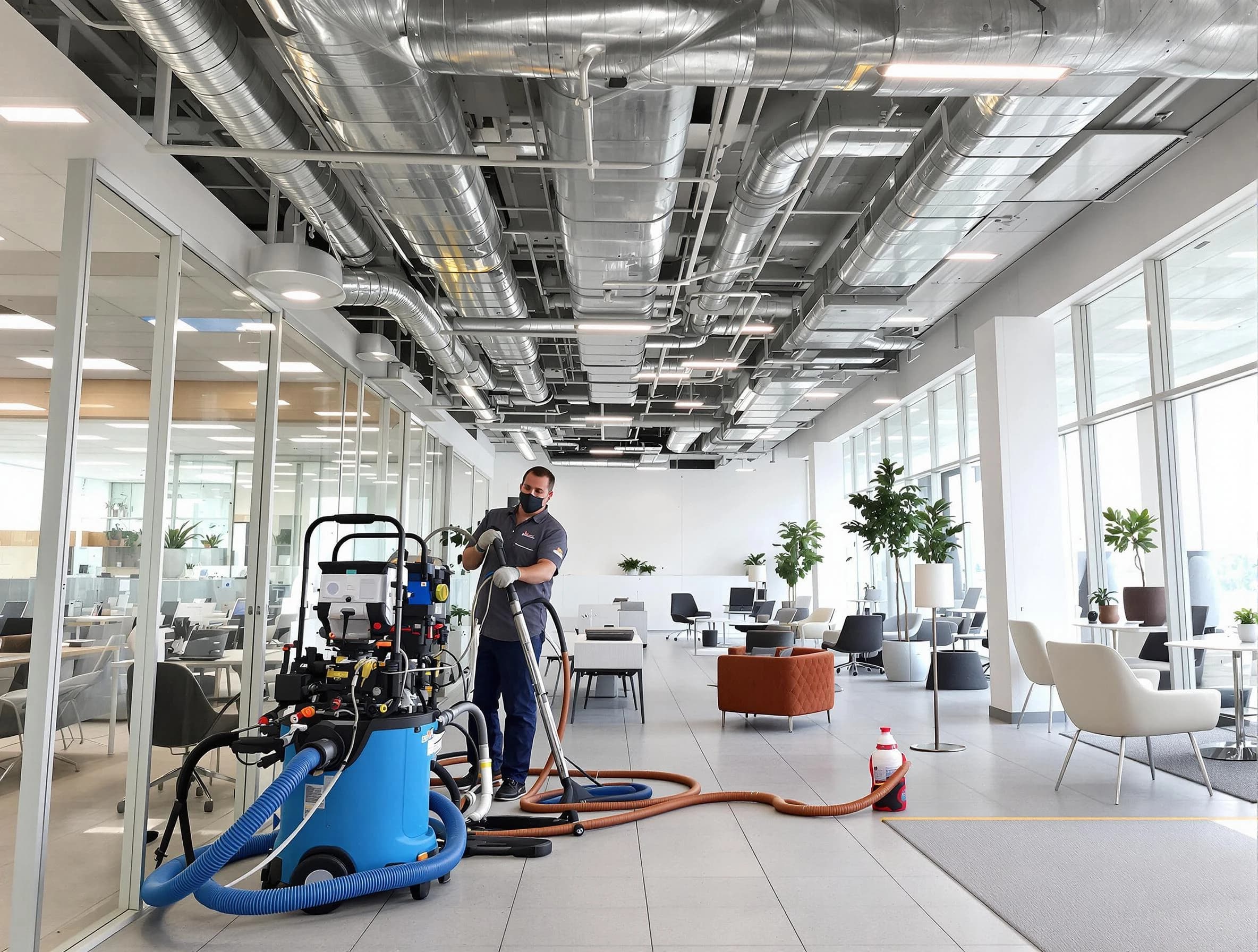 Middleborough Air Duct Cleaning team conducting comprehensive commercial duct cleaning at a business location in Middleborough