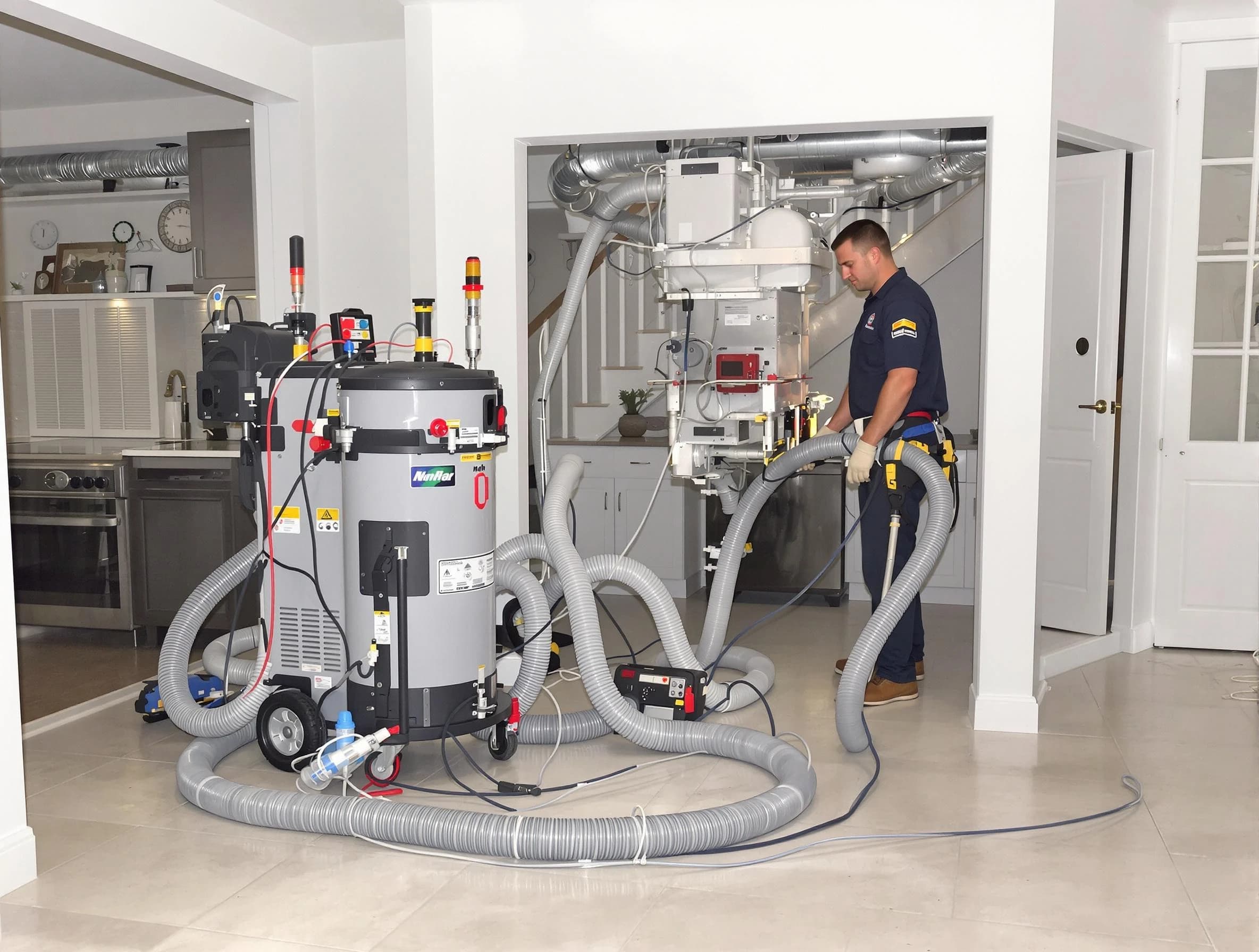 Middleborough Air Duct Cleaning technician operating negative pressure cleaning equipment for thorough duct maintenance in Middleborough