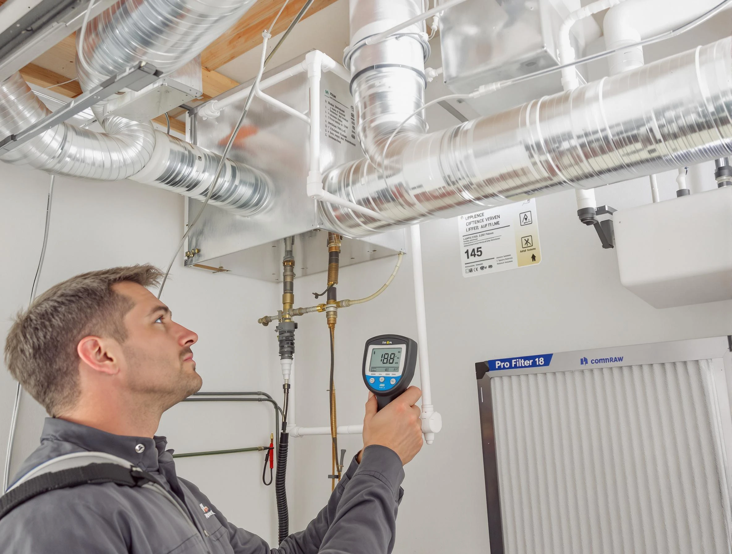 Middleborough Air Duct Cleaning expert conducting detailed filter system inspection using diagnostic tools in Middleborough