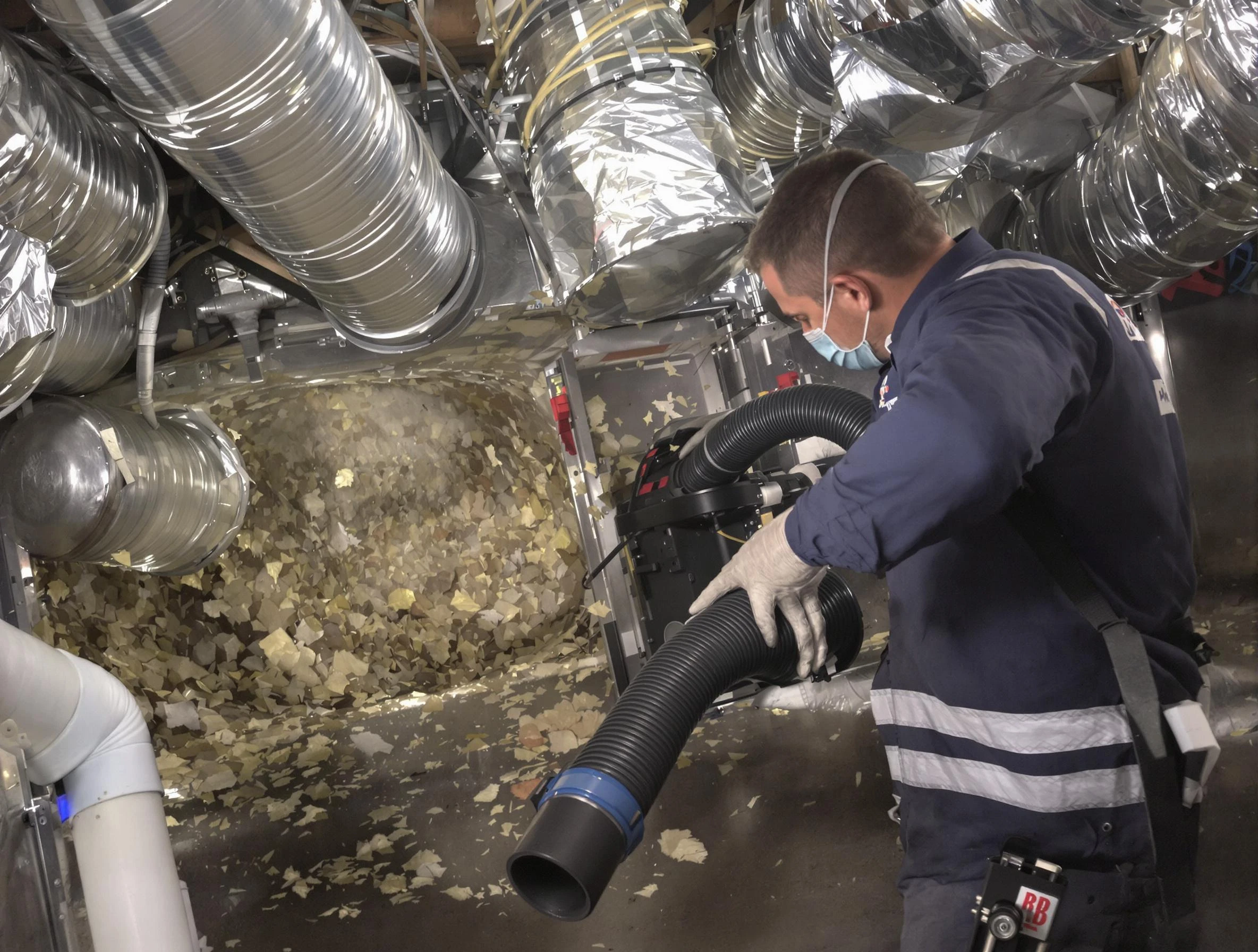 Middleborough Air Duct Cleaning specialist operating negative pressure cleaning equipment for thorough duct maintenance in Middleborough